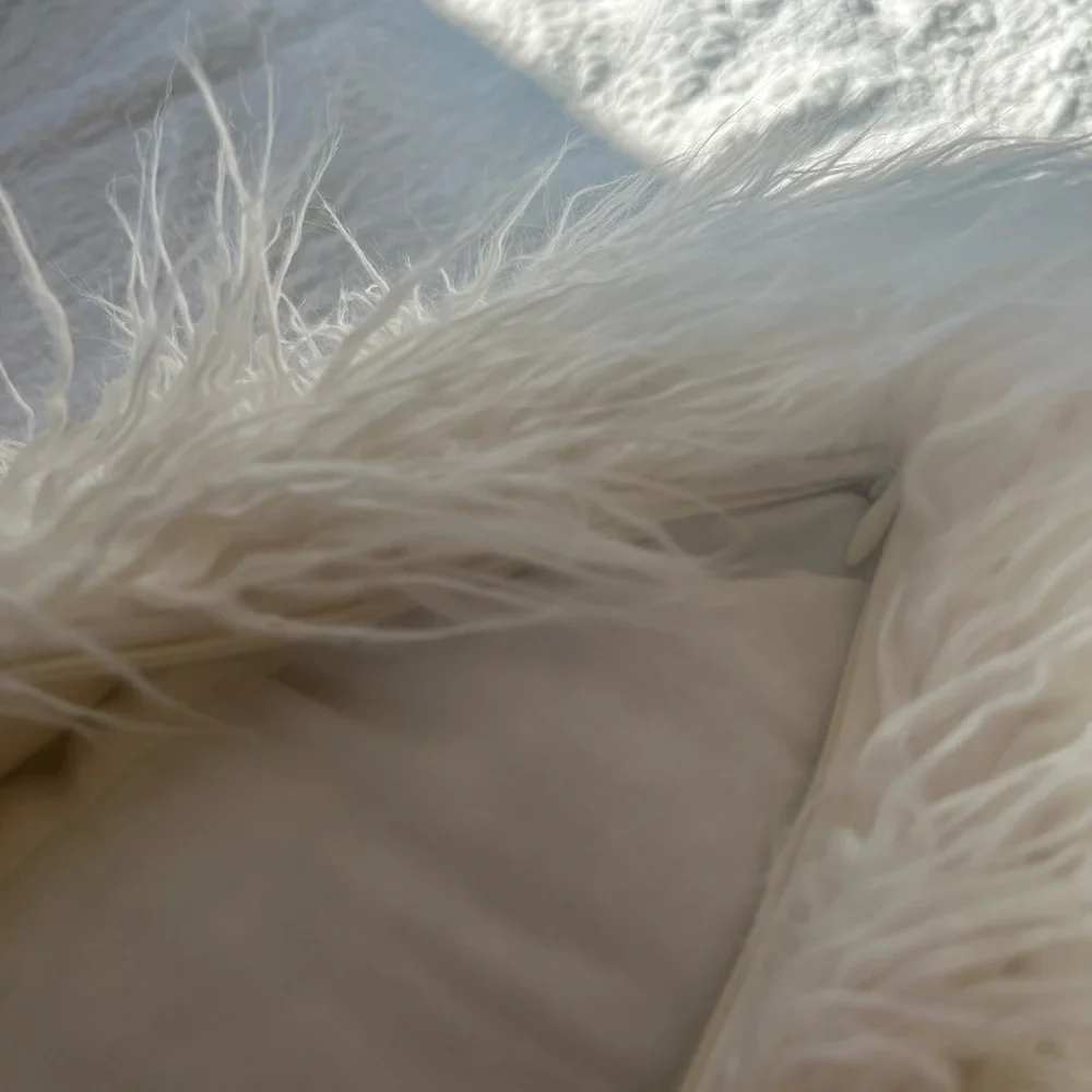 Anthropologie Ivory Mongolian Lamb Pillow